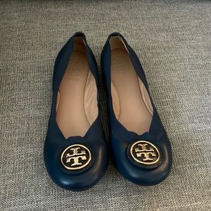 Tory Burch Blue Leather Ballet Flats